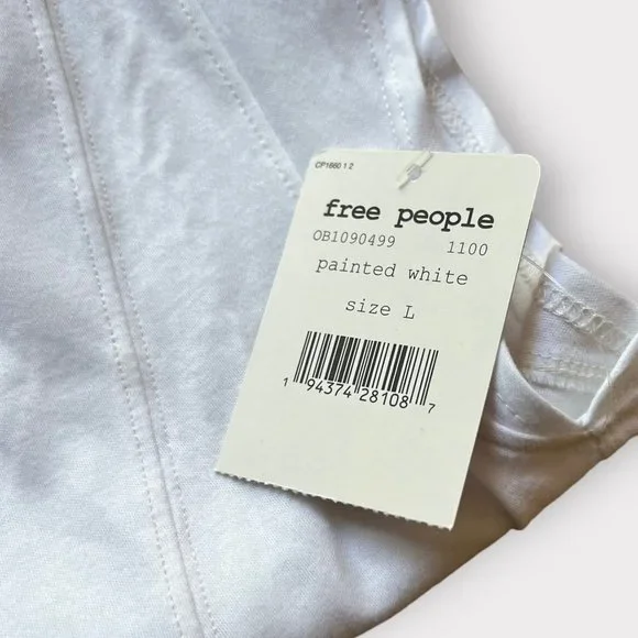 Free People Size L NEW White Flutter Sleeve Fleur Scoop Tank - Picture 4 of 11